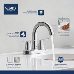 Alternative view of Grohe Veletto 4 in. Centerset 2-Handle High-Spout Bathroom Faucet in Starlight Chrome 20582000