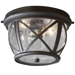 Allen + Roth Castine 10.9-in W Rubbed Bronze Outdoor Flush-Mount Light