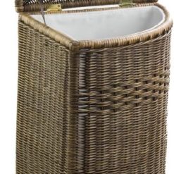 The Basket Lady Corner Wicker Laundry Hamper, 15 in L x 15 in W x 26 in H, Antique Walnut Brown