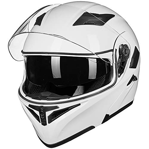 ILM Motorcycle Dual Visor Flip up Modular Full Face Helmet DOT 6 Colors Model 902 - Image 67