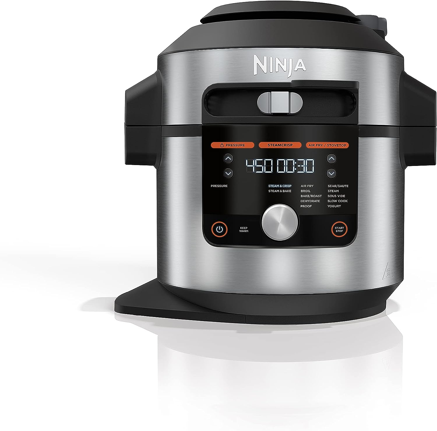 Ninja OL701 Foodi 14-in-1 SMART XL 8 Qt. Pressure Cooker Steam Fryer with SmartLid & Thermometer + Auto-Steam Release, that Air Fries, Proofs & More, 3-Layer Capacity, 5 Qt. Crisp Basket, Silver/Black - Image 2