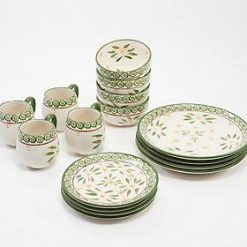 Temp-tations Old World 16-Piece Essential Dinnerware Set ,Green