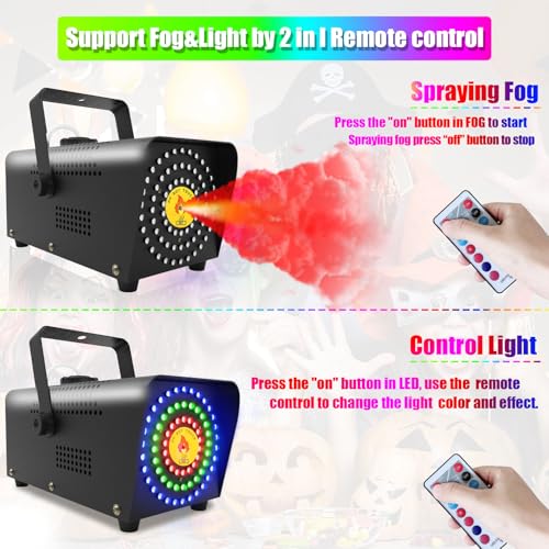 IMONE Smoke Machine with 72 LED Lights, Fog Machine with Remote Control, 500W and 2000 CFM Spray, Perfect for Wedding, Halloween, Party and Stage Effect - Image 2