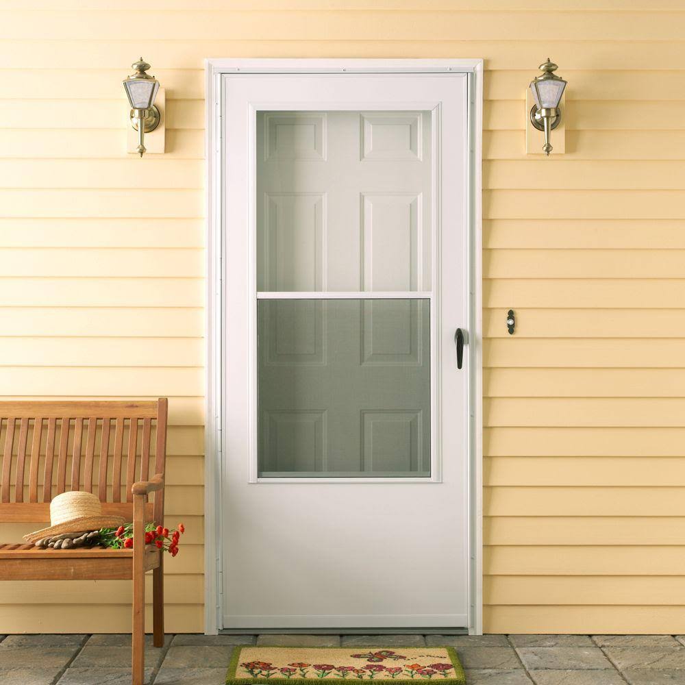 Emco 36 in. x 80 in. 100 Series White Self-Storing Storm Door - Image 7