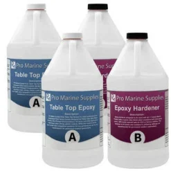 Pro Marine Supplies Crystal Clear Bar Table Top Epoxy Resin Coating for Wood Tabletop – 4 Gallon Kit