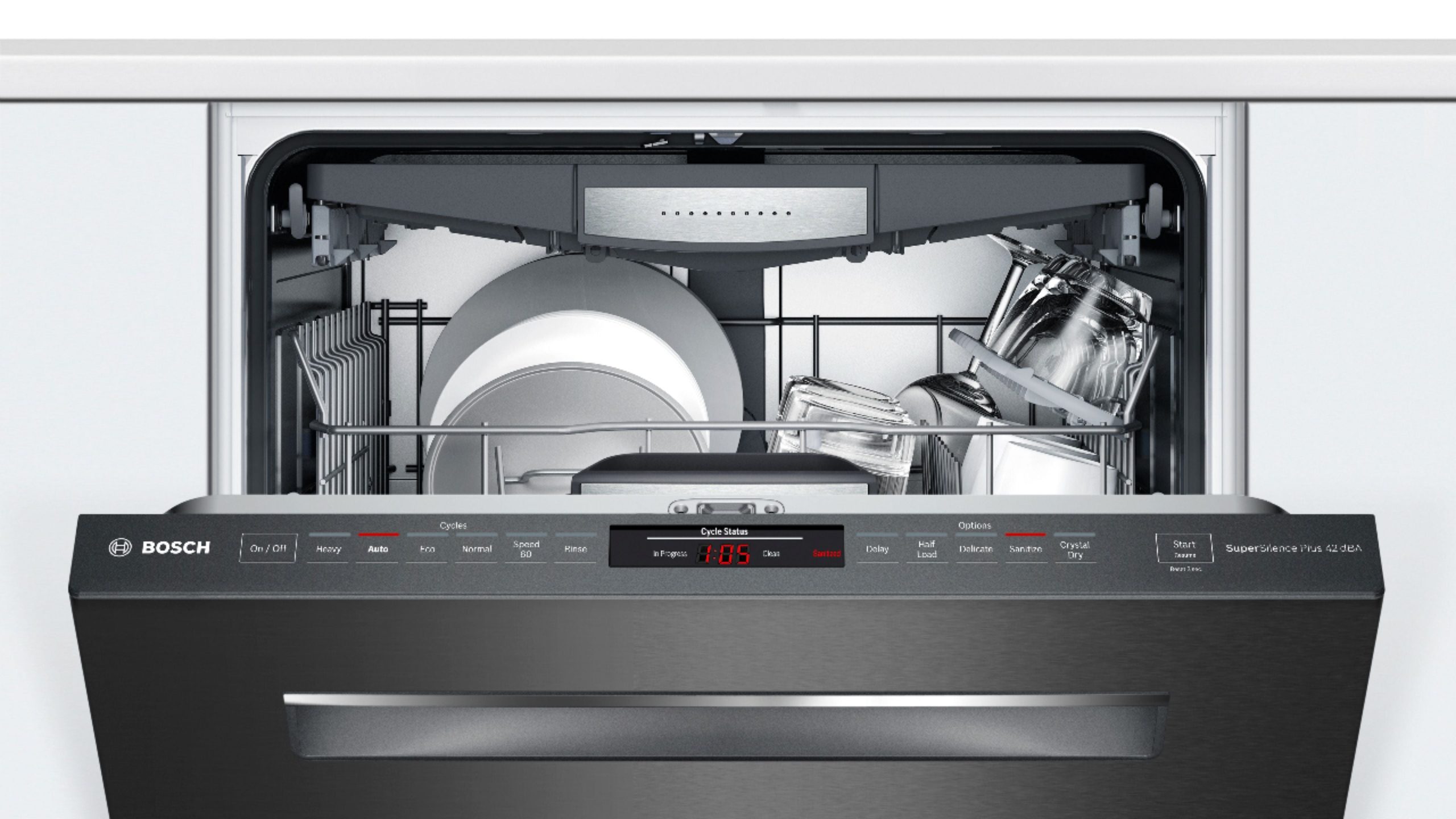 Bosch – 800 Series 24 Top Control Built-In Dishwasher with CrystalDry, Stainless Steel Tub, 3rd Rack, 42 dBa – Black stainless steel - Image 2