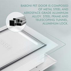 Alternative view of Baboni Pet Door for Wall, Steel Frame and Telescoping Tunnel, Aluminum Lock, Double Flap Dog Door and Cat Door, Strong and Durable (Pets Up to 100 Lb) -Large