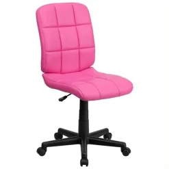 Pemberly Row Contemporary Mid Back Quilted Office Swivel Chair in Pink
