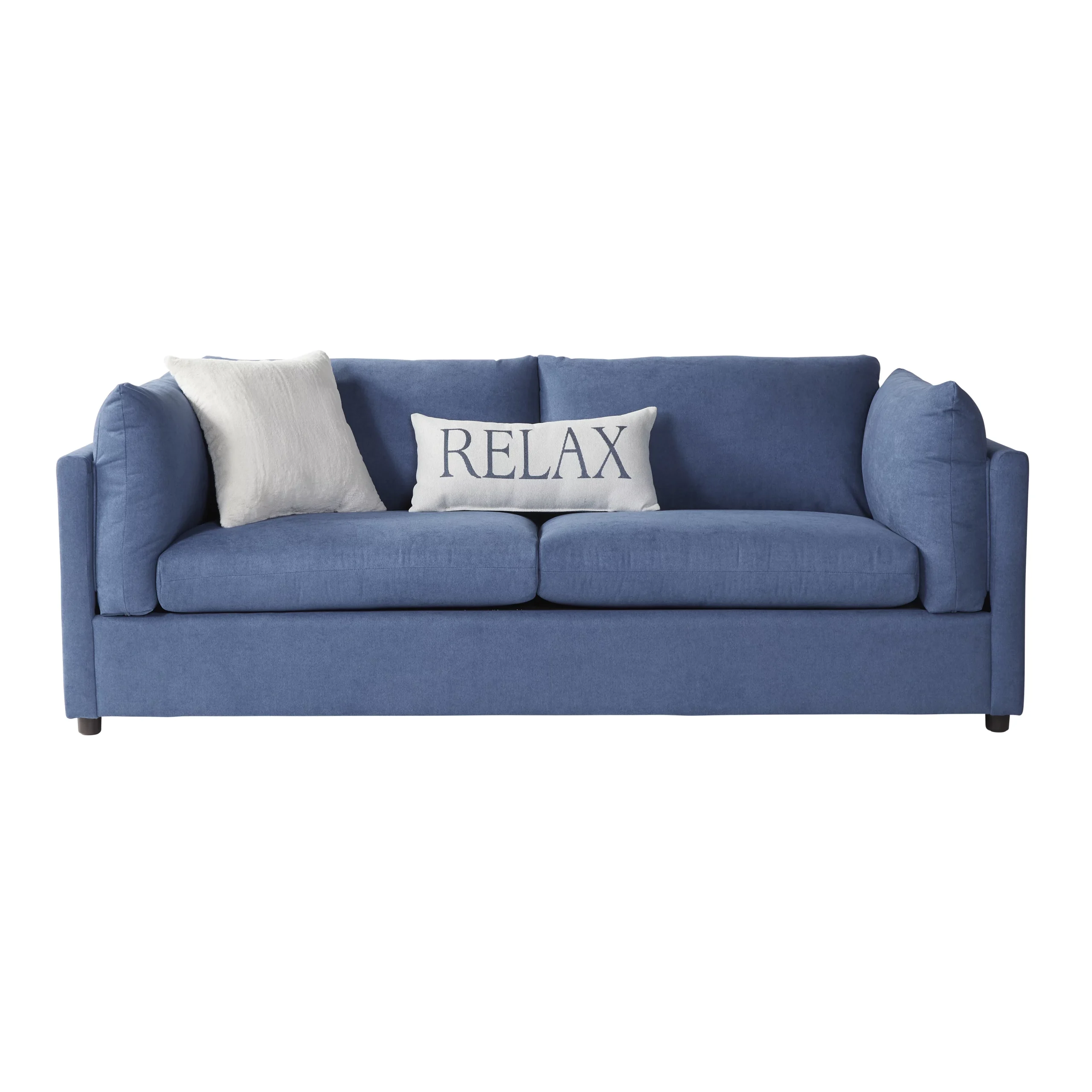 Roundhill Furniture Enda Pillow Back Fabric Sofa, Image Navy - Image 2