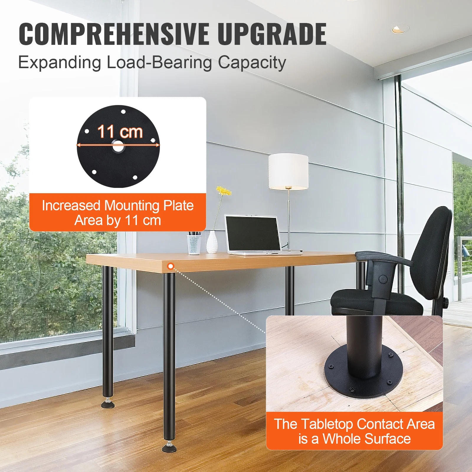 SKYSHALO 28 Solid Steel Adjustable Desk Legs Office Table Furniture Set of 4 Black - Image 4