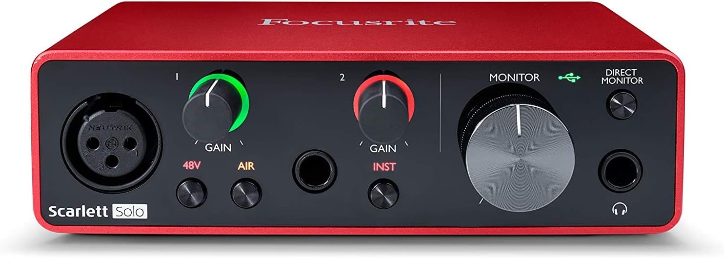 Focusrite Scarlett Solo 2×2 USB Audio Interface Full Studio Bundle with Creative Music Production Software Kit and Eris 4.5 Pair Studio Monitors and 1/4?? Instrument Cables - Image 4