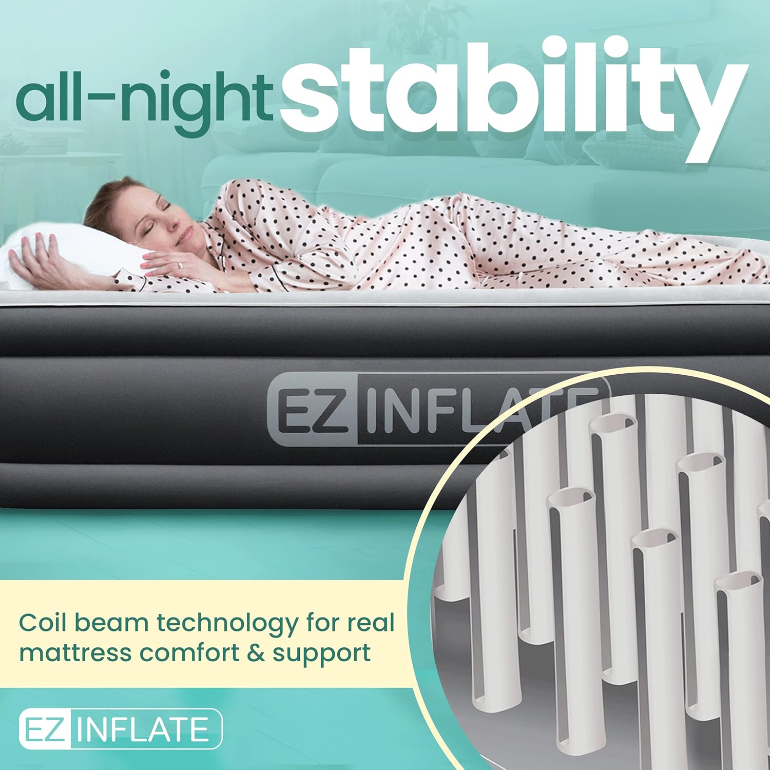EZ Inflate Air Mattress with Built in Pump – Twin Size Double-High Inflatable Mattress with Flocked Top – Easy Inflate, Waterproof, Portable Blow Up Bed for Camping & Travel - Image 4