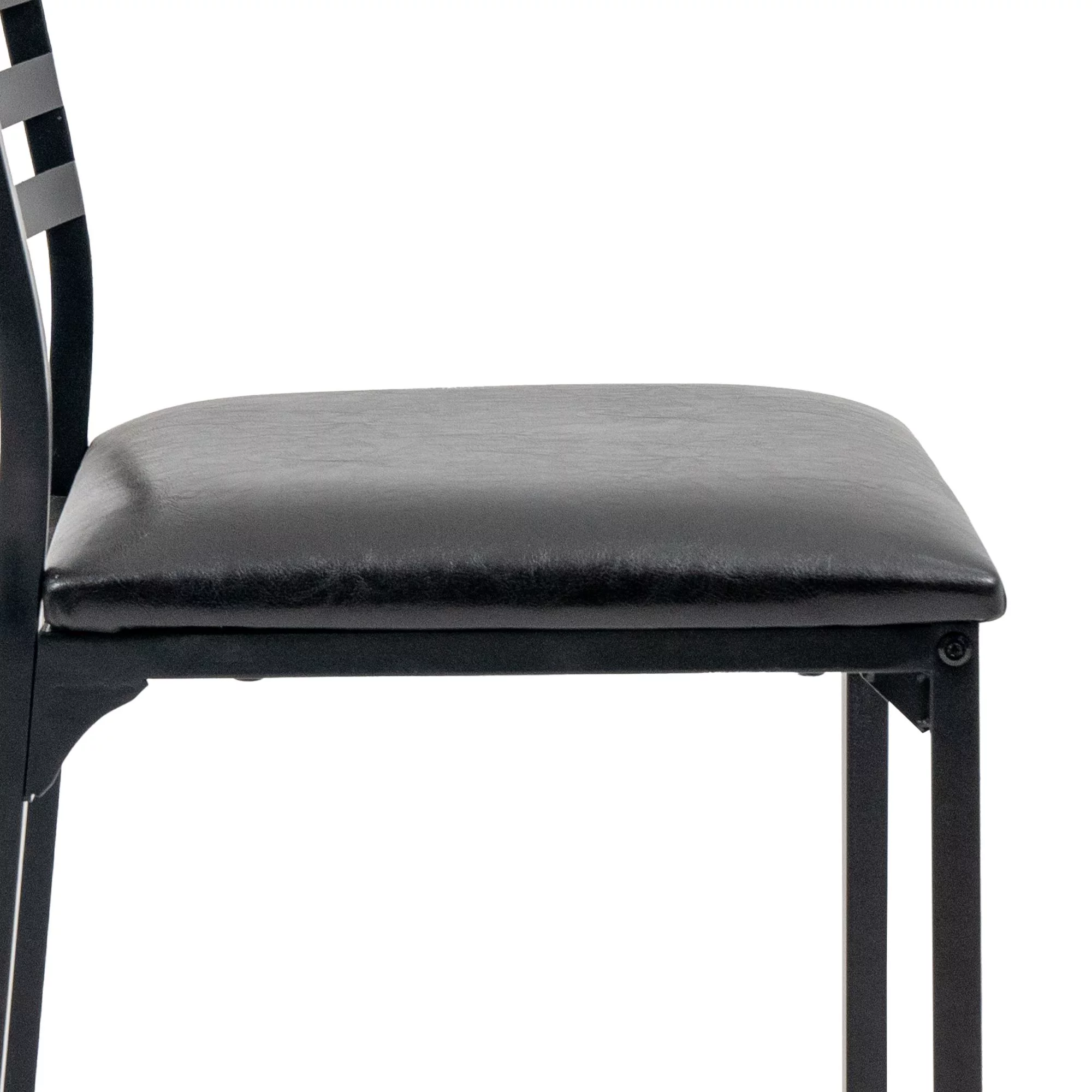5 Piece Dining Table Set Kitchen 1 Table and 4 Upholstered Chairs Metal Frame Tempered Glass Top Black - Image 9