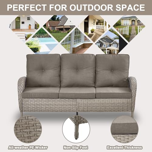 Patio Wicker Chairs Swivel Rocker – Outdoor Swivel Rocking Chairs Set of 2 with Rattan Side Table, Patio Swivel Glider Chair 3 Piece Patio Furniture Sets for Deck Porch Pool Brown/Blue - Image 20
