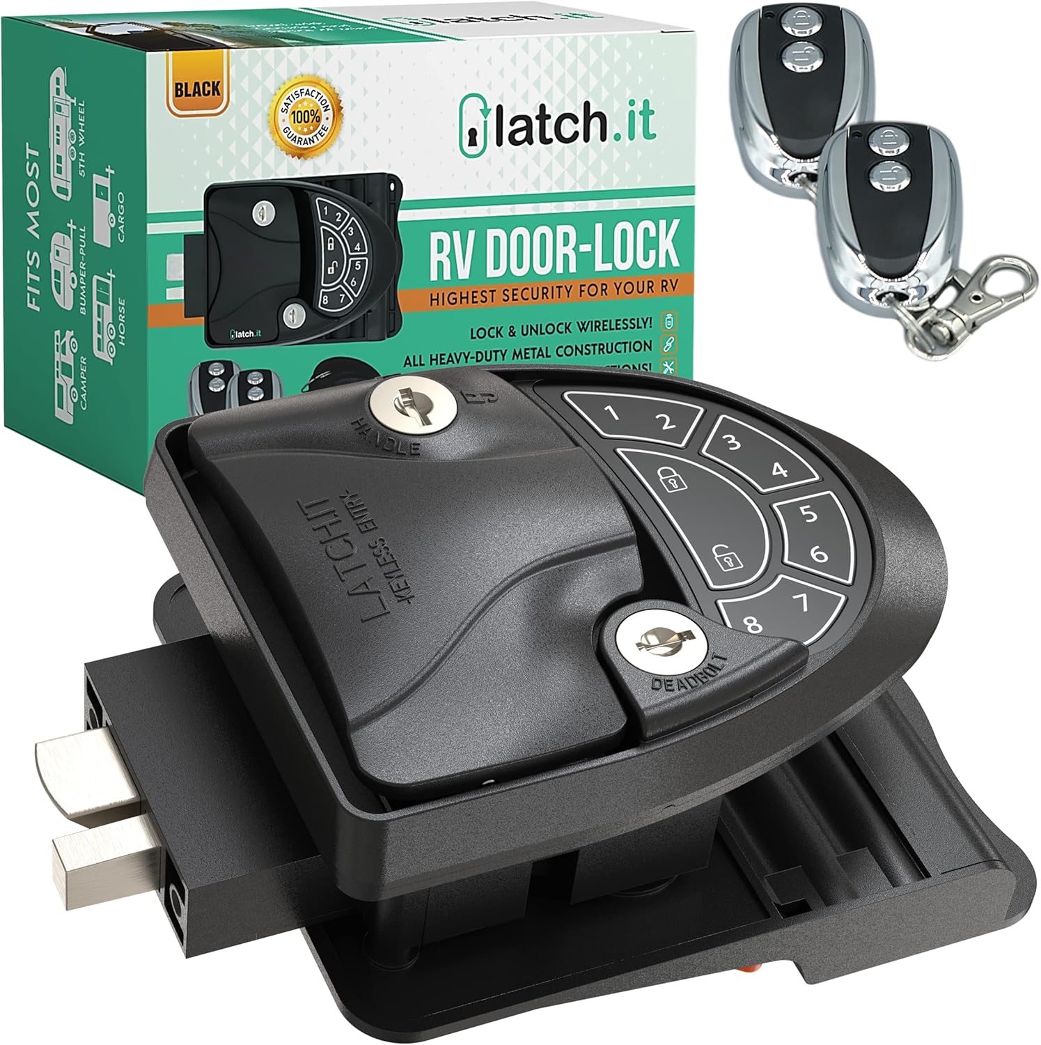 RV Keyless Entry Door Lock | 2022 RV Lock Keyless Entry | All Metal Keyless RV Door Lock | Keyless RV Locks w/ 2 Fobs, Gasket, Screwdriver & More | Will Only Fit 2.75 x 3.75 Lock Hole