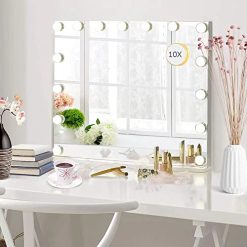 Zdorzi 31.5x 23.6 Vanity Mirror Makeup Mirror with Lights,Large Hollywood Lighted Vanity Mirror with 18 Dimmable LED Bulbs,3 Color Modes,Touch Control for Dressing Room & Bedroom,Wall-Mounted,White