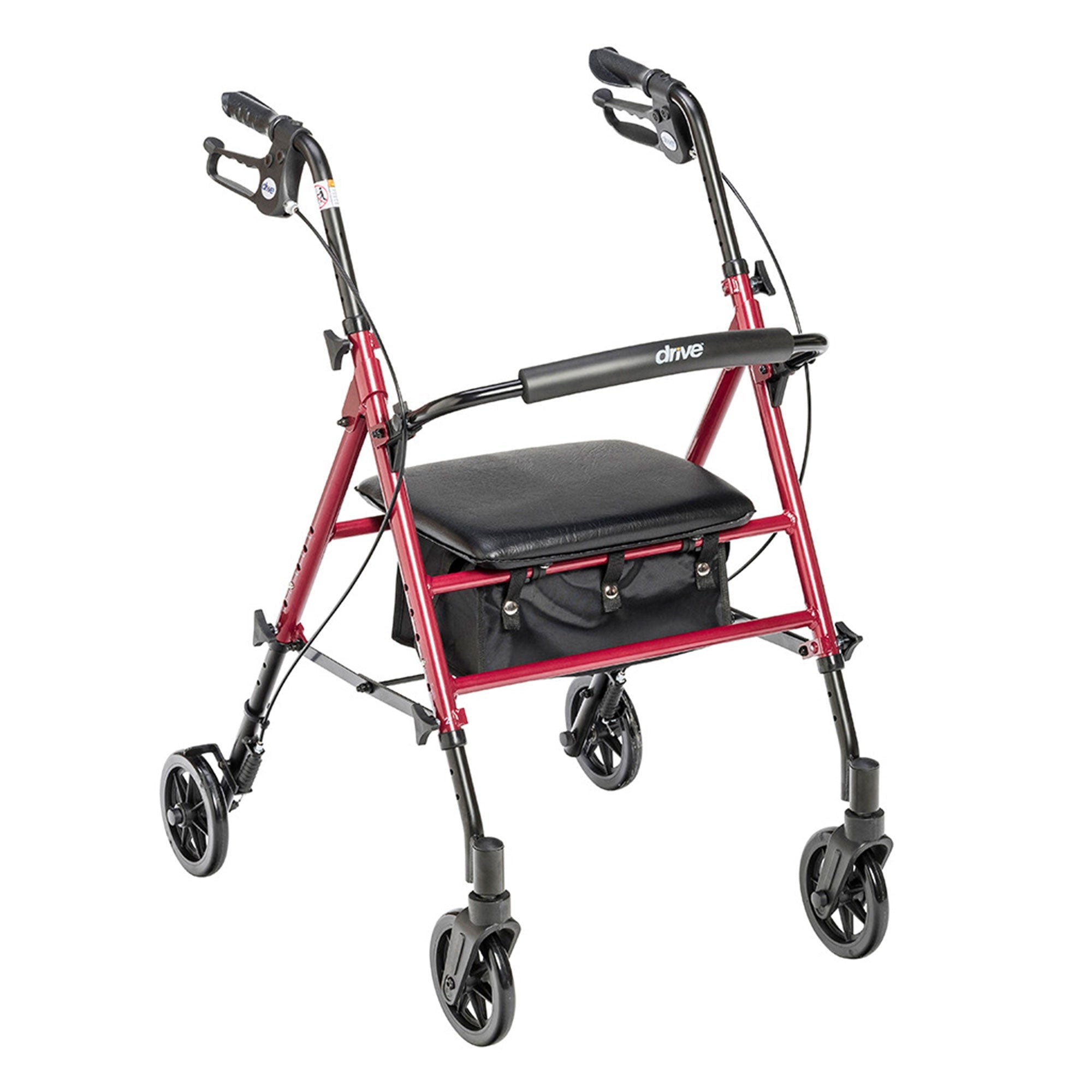 Drive Medical Adjustable Height Aluminum Frame Rollator with 6 Inch Casters, Red?? Last Day For Clearance