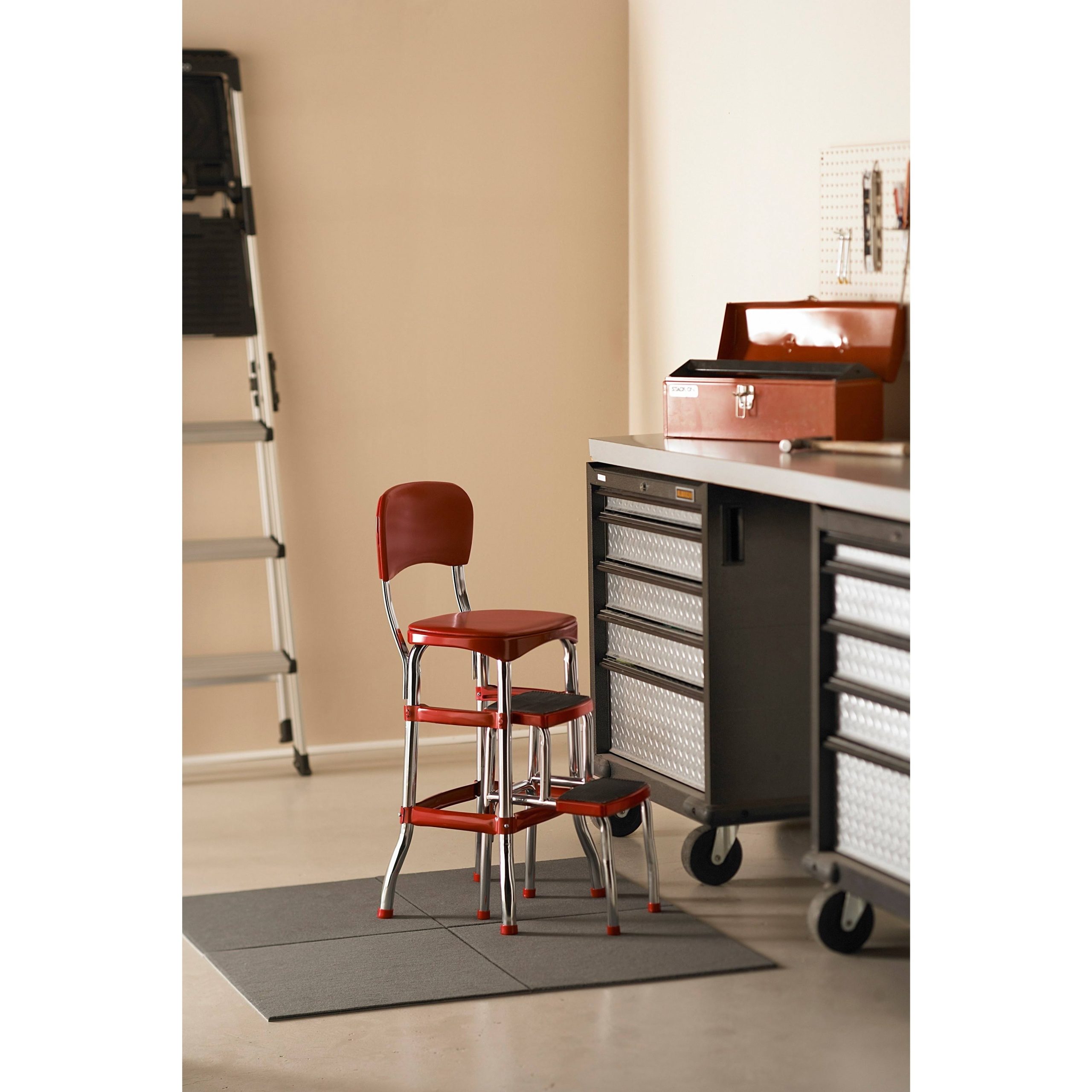 Cosco Red Retro Counter Chair / Step Stool - Image 2