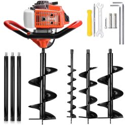 Alternative view of 72CC Auger Post Hole Digger, 3KW 2 Stroke Post Hole Auger Gas Powered with 3 Auger Drill Bits(4 & 8 & 12) + 3 Extension Rods for Farm Garden Plant