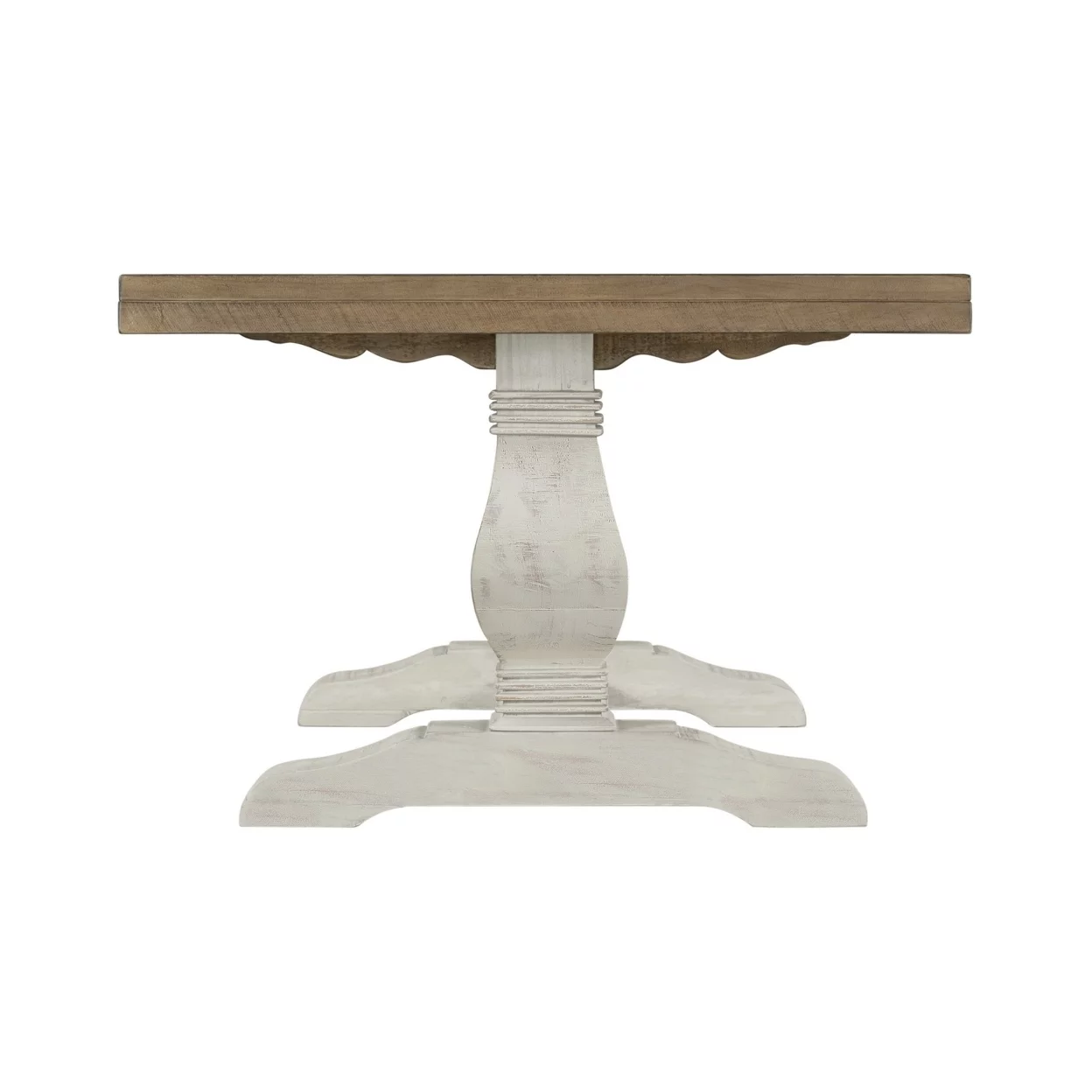 19 Inch Coffee Table with Pedestal Base, Brown and White- Saltoro Sherpi - Image 3