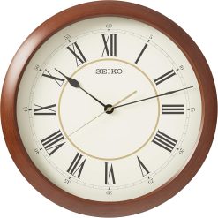 Alternative view of SEIKO 16 Roman Numeral Round Wood Finish Wall Clock