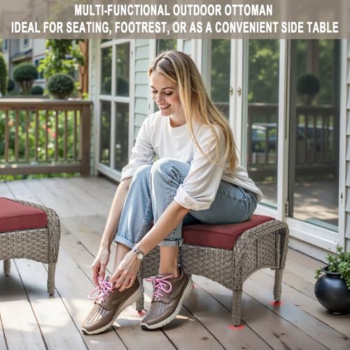 Patio Wicker Chairs Swivel Rocker – Outdoor Swivel Rocking Chairs Set of 2 with Rattan Side Table, Patio Swivel Glider Chair 3 Piece Patio Furniture Sets for Deck Porch Pool Brown/Blue - Image 53
