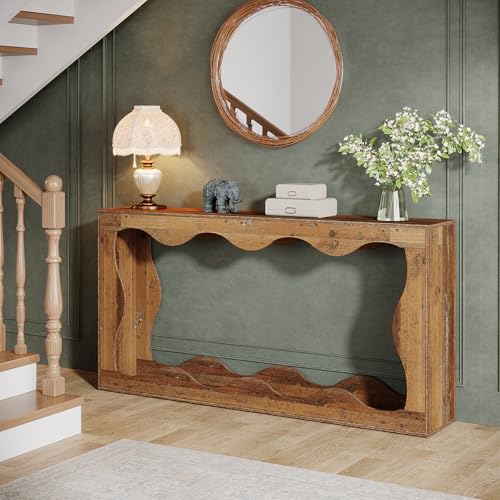 Tribesigns 63 Inches Farmhouse Console Table with Storage, Couch Table Behind Sofa, Long Entryway Sofa Station, Narrow Console Stand, Hallway Stand for Entryway Living Room, Brown - Image 26