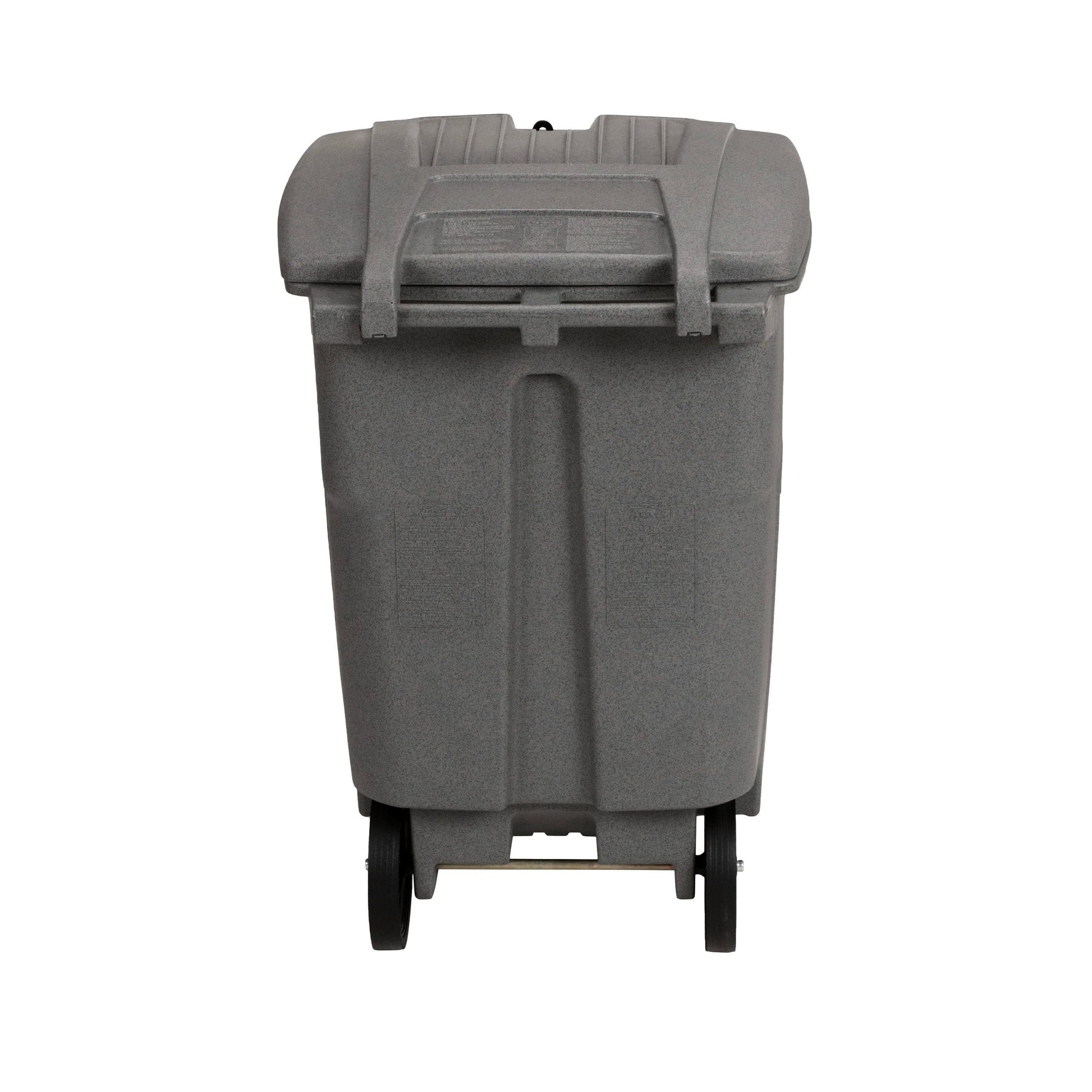 Toter 96 gal. Graystone Document Trash Can with Wheels and Hasp Lock (2 Standard Caster, 2 Stationary Wheels) - Image 4