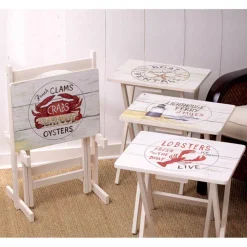 Nautical TV Trays with Stand – Set of 4