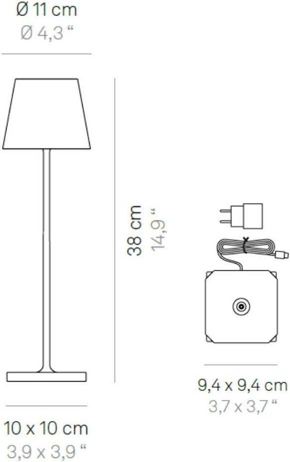 Zafferano Poldina Pro LED Table Lamp (Color: BORDEAUX) Touch On/Off, Touch Dimmable, Powder Coated Aluminum, IP54 Protection, Indoor / Outdoor, Contact Charging Base, USA Plug - Image 7