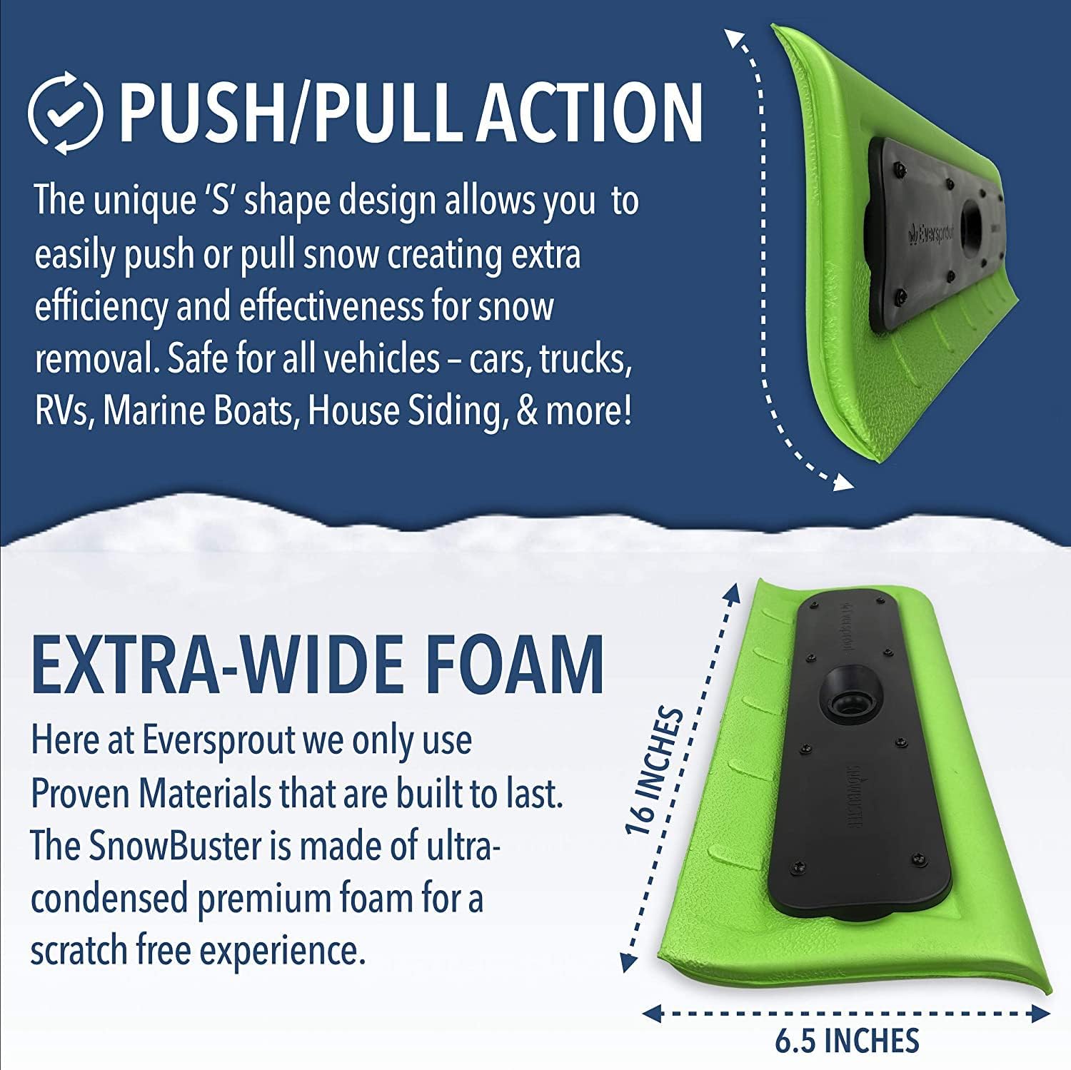 EVERSPROUT Never-Scratch SnowBuster 7-to-24 Foot (Up to 30 Ft Standing Reach) | Pre-Assembled Extendable Roof Rake for Snow Removal | Heavy-Duty Aluminum, Soft Foam Pad | Exclusive Push/Pull Design - Image 17