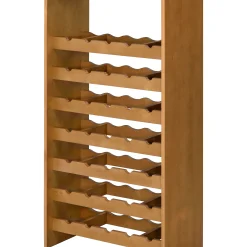 ACME Hanzi Wood 35-Bottle Wine Cabinet with Stemware Rack in Oak
