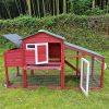 Chicken Coop and Run, Two Story Rabbit Hutch Indoor Outdoor, Wooden Hen House with Nesting Box Rabbit Cage, Ramp, Deep No Leak Pull Out Tray, for Chick, Bunny(Black)