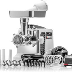 Alternative view of STX Turboforce IIPlatinum w/Foot Pedal Heavy Duty Electric Meat Grinder & Sausage Stuffer: 6 Grinding Plates, 3 S/S Blades, 3 Sausage Tubes, Kubbe, 2 Meat Claws, Burger-Slider Patty Maker – White
