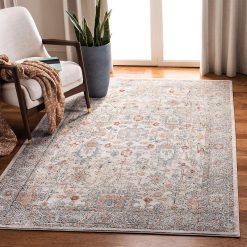 SAFAVIEH Oregon Collection ORE877F Oriental Distressed Non-Shedding Living Room Bedroom Dining Home Office Area Rug, 8′ x 10′, Grey / Ivory