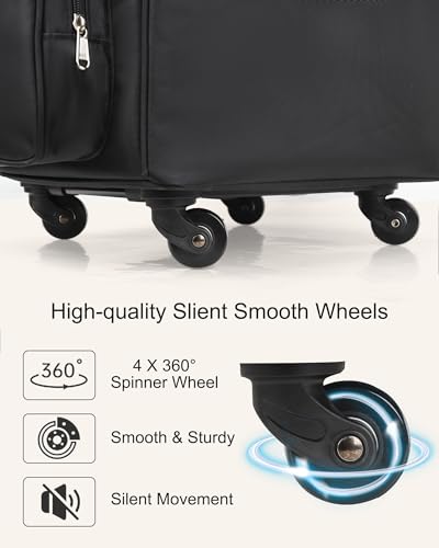 Relavel Rolling Makeup Train Case, Hairstylist Traveling Bag with 4 Wheels, Heat Insulation Full Layer, Adjustable Dividers, Hair Tools and Cosmetics Storage Organizer Trolley Suitcase Makeup Cart - Image 3