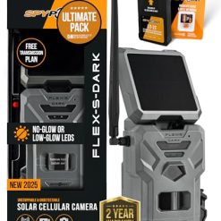 SPYPOINT Flex-S-Dark Solar Cellular Trail Camera ?C Built-in Solar Panel, 40MP Photos, 1080p Videos + Sound, No-Glow Game Camera, Night Vision, Motion Activated Trail Cam