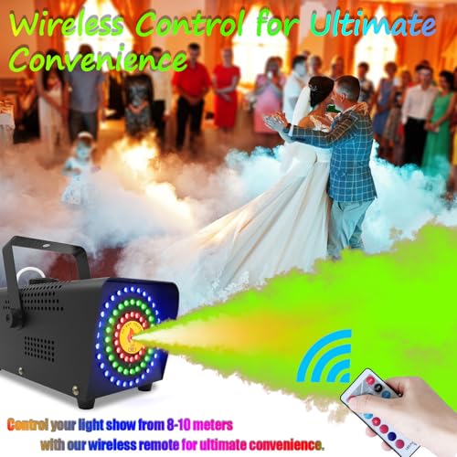 IMONE Smoke Machine with 72 LED Lights, Fog Machine with Remote Control, 500W and 2000 CFM Spray, Perfect for Wedding, Halloween, Party and Stage Effect - Image 3