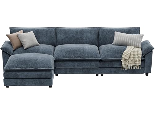 YESHOMY Sectional Modular Sofa U Shaped Chenille Fabric Couch with High Supportive & Soft Sponges and Removable Ottoman, Sleeper Comfy Upholstered Furniture for Living Room, Grey - Image 23