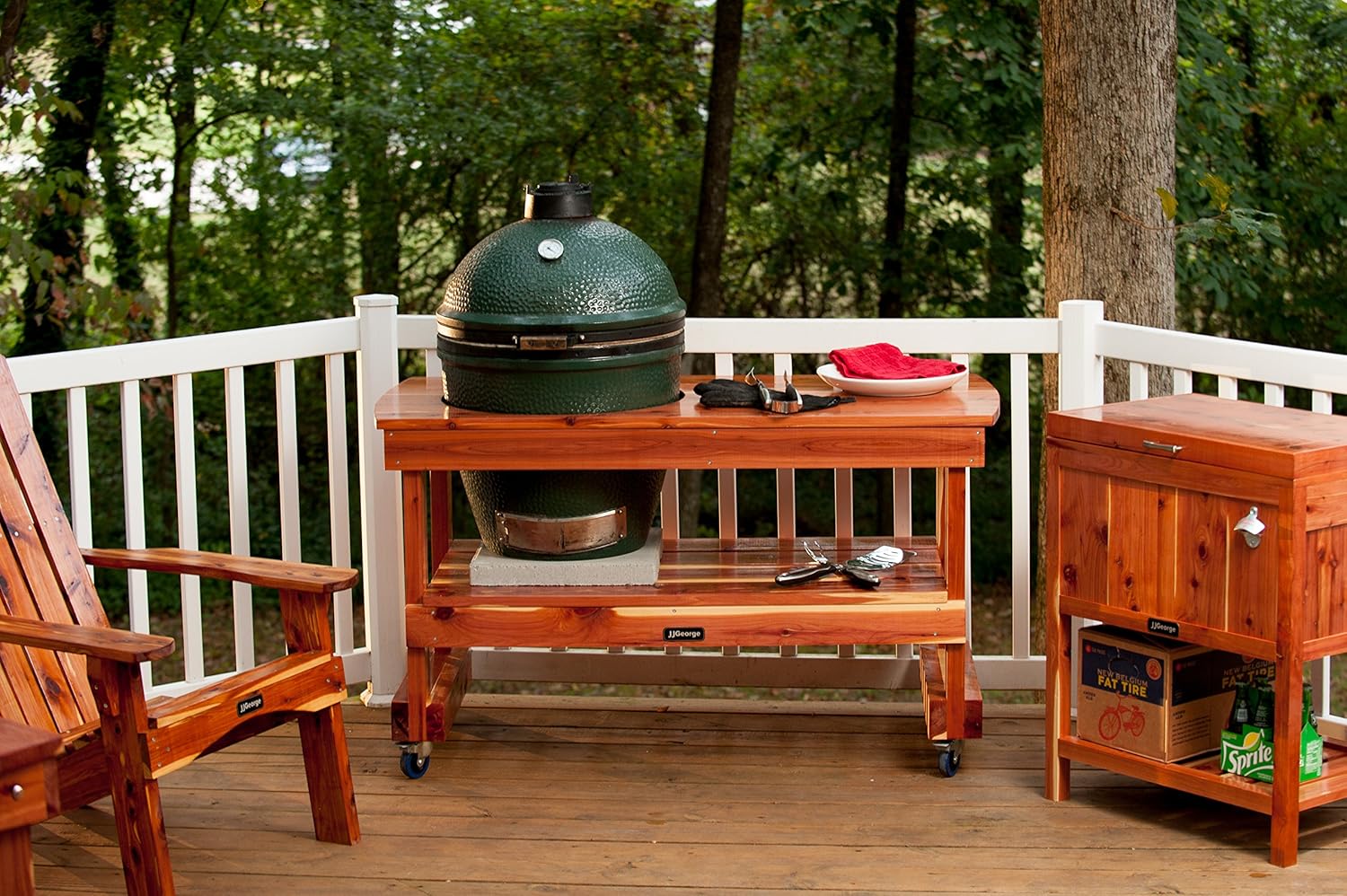 JJGeorge Big Green Egg Table (Long Table for Large Egg) Table Cover Included - Image 5