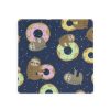 Donut Sloth Square Coasters for Drinks 4 Packs, Absorbent Heat-Resistant Ceramic Stone Coaster Desktop Protector with Cork Base for Kitchen Bar Home Decor, 3.9 Inch