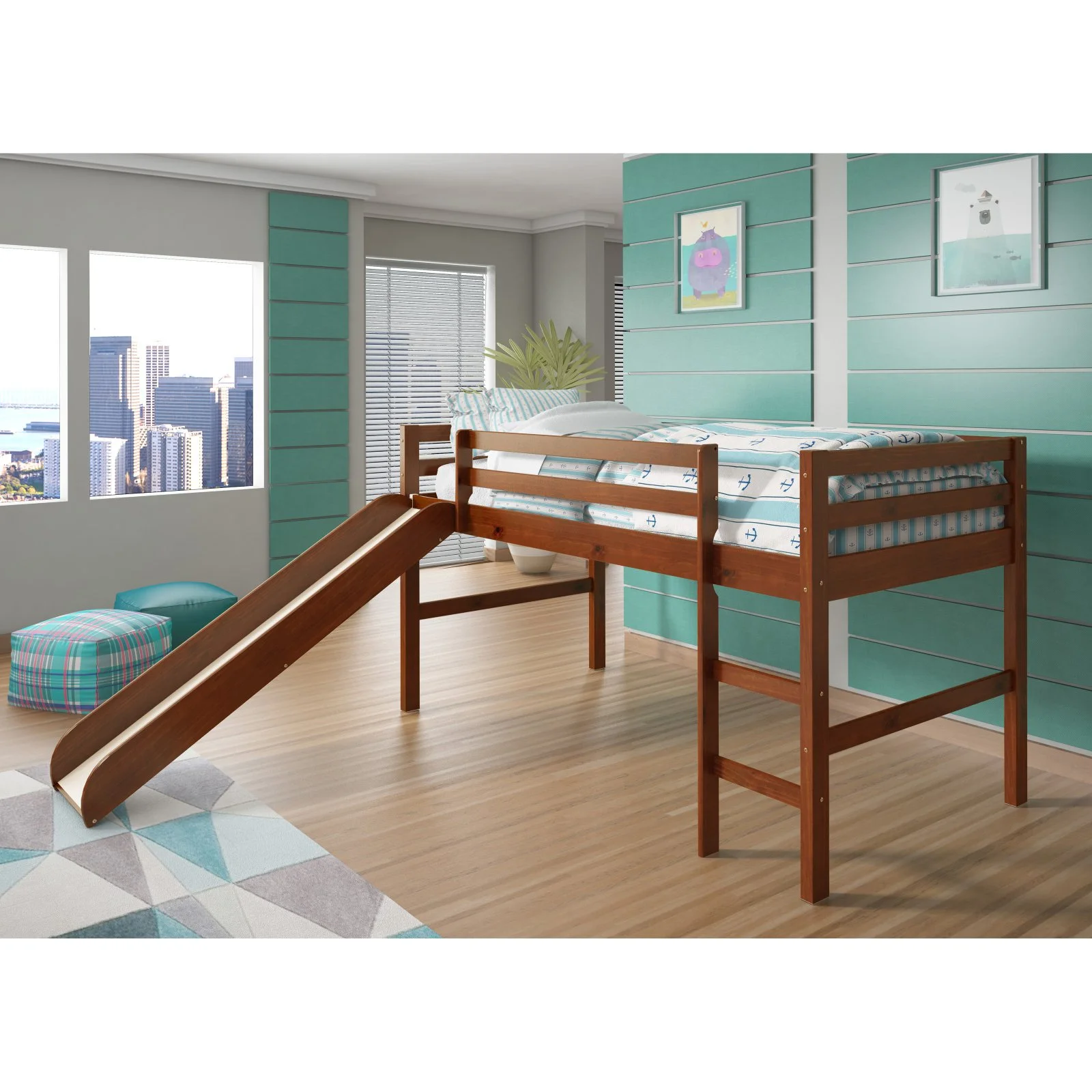 Donco Kids Twin Solid Wood Mission Low Loft Bed in Espresso - Image 2