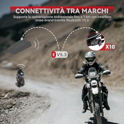 Motorcycle Bluetooth Headset V5.2 with Music Sharing, 2-Way Motorcycle Helmet Bluetooth with IP67 Waterproof, Motorcycle Communication Systems with Hi-FI Speakers for ATV/Snowmobile/Ski, 2 Pack - Image 22