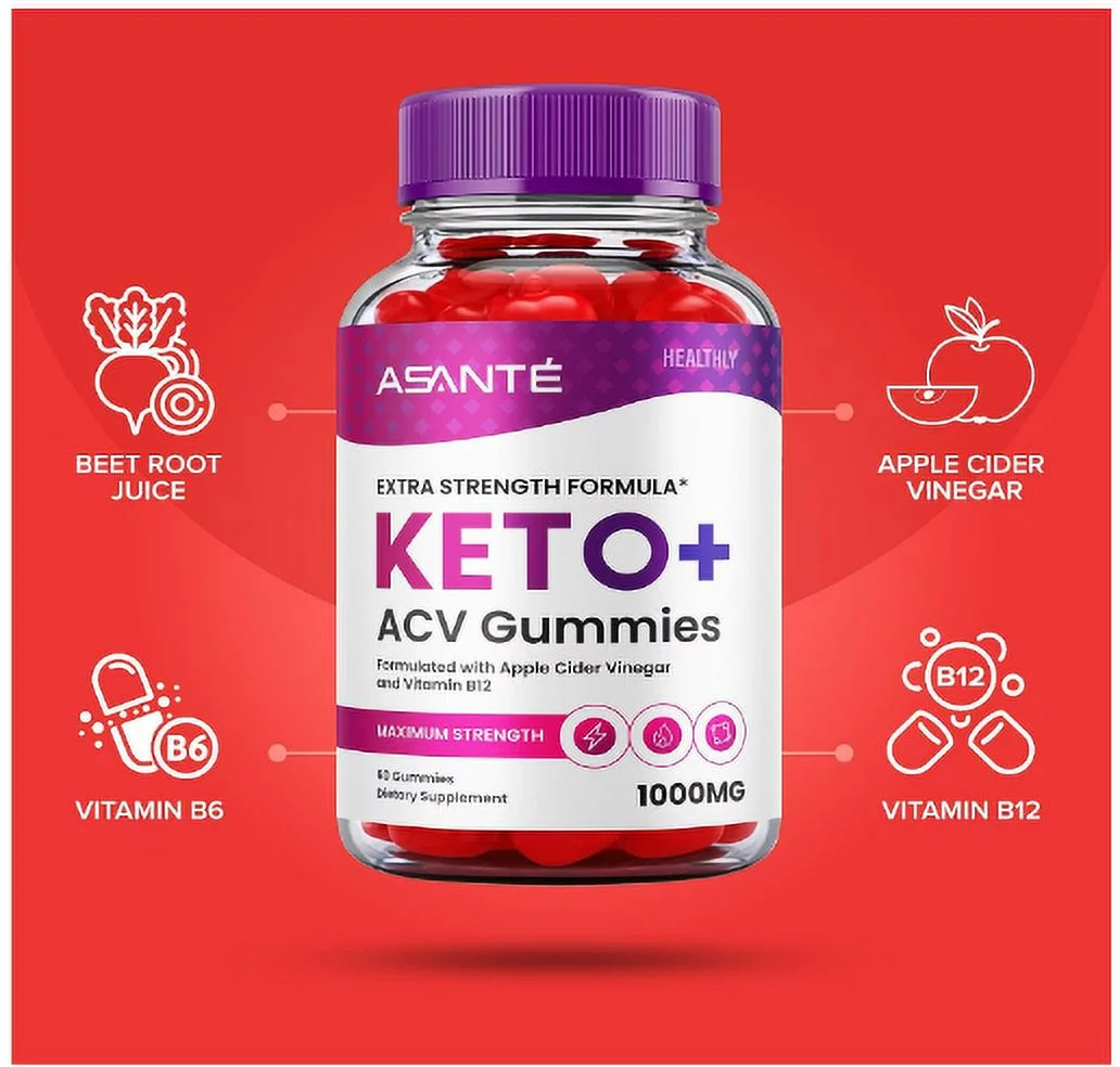 (3 Pack) Asante Keto ACV Gummies for Weight Loss Apple Cider Vinegar Vitamin B12 (180 Gummies) - Image 2