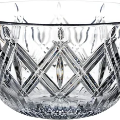 Marquis by Waterford Lacey Home Accent Diagonal Pattern Decorative Bowl 9 inches, Crystalline, Clear