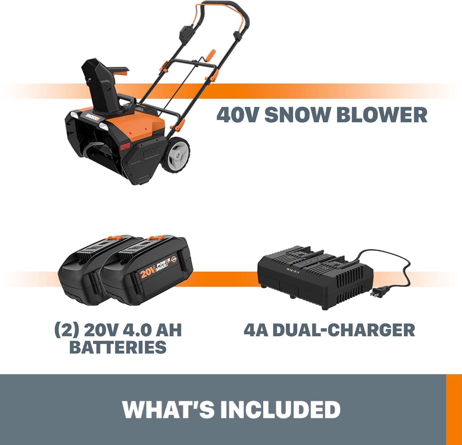 Worx WG471 40V Power Share 20 Cordless Snow Blower with Brushless Motor - Image 6
