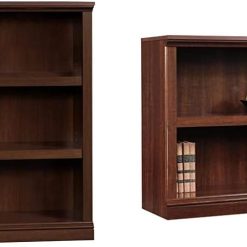 Sauder 3 Shelf Bookcase, Select Cherry finish & 2-Shelf Bookcase, Select Cherry finish