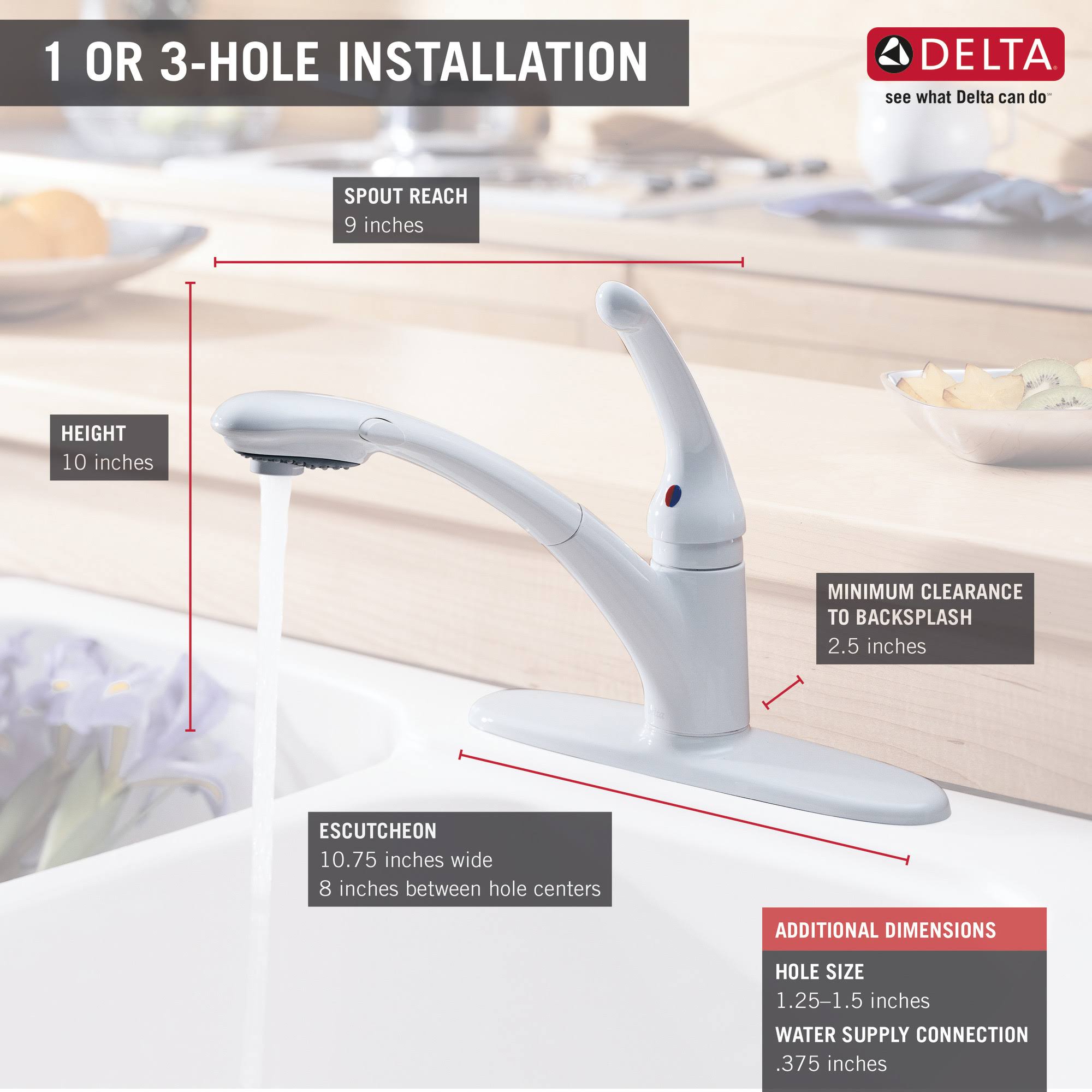 Delta 470-WH-DST Signature Single Handle Pull-Out Kitchen Faucet White - Image 7