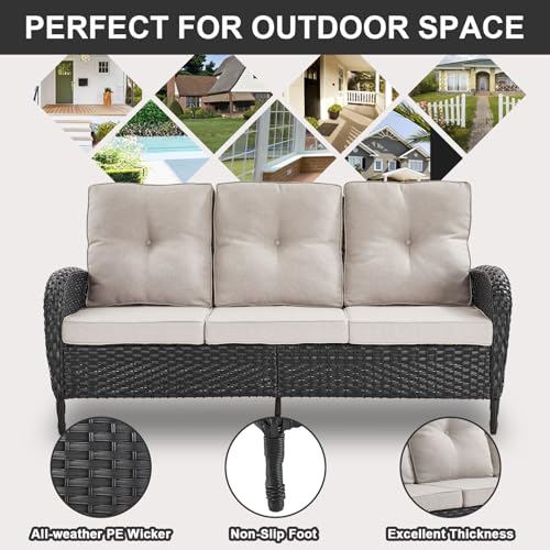 Patio Wicker Chairs Swivel Rocker – Outdoor Swivel Rocking Chairs Set of 2 with Rattan Side Table, Patio Swivel Glider Chair 3 Piece Patio Furniture Sets for Deck Porch Pool Brown/Blue - Image 127