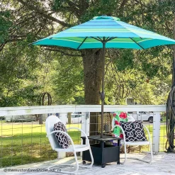 Alternative view of Abba Patio 9-Feet Patio Umbrella Outdoor Market Table Umbrella with Push Button Tilt and Crank, Turquoise Striped